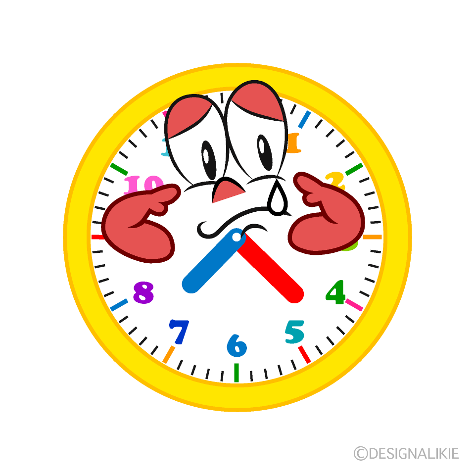 Sad Clock Cartoon Character Image