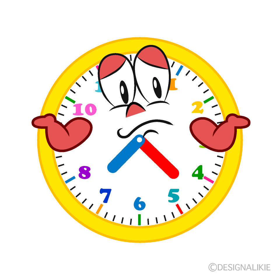 Troubled Clock Cartoon Character Image
