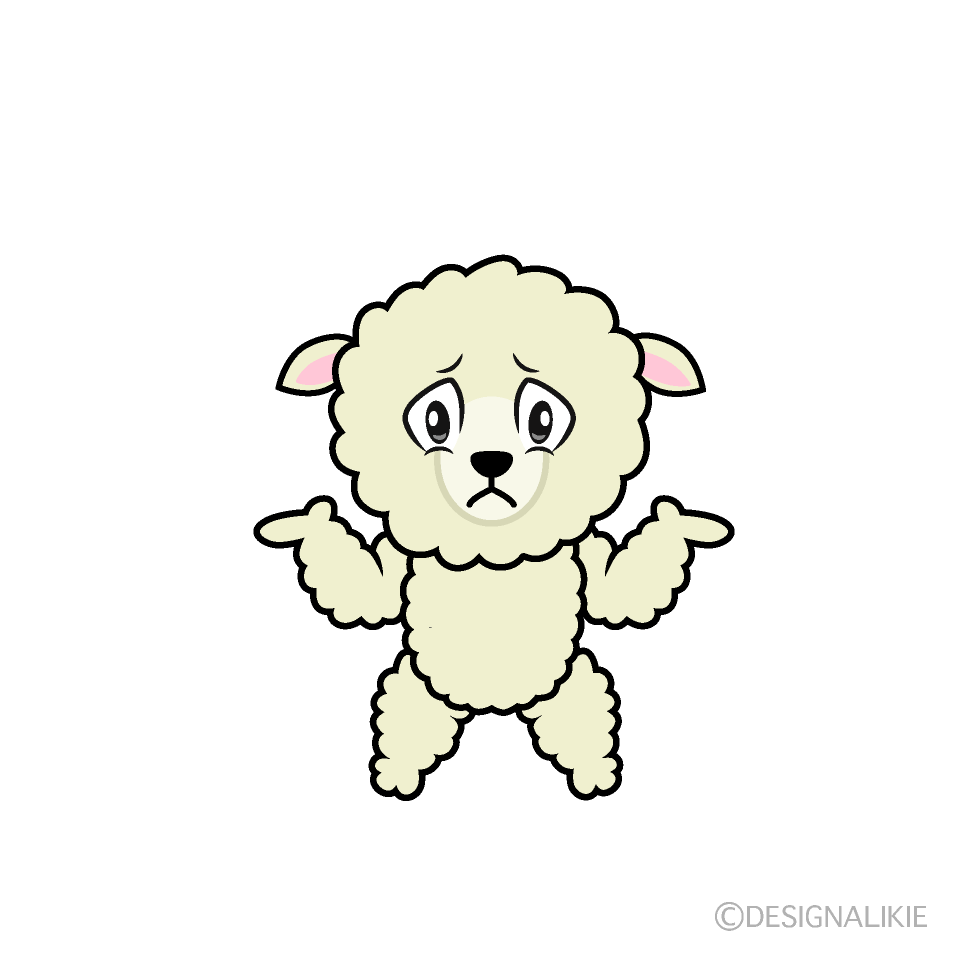 Troubled Sheep Cartoon Character Image