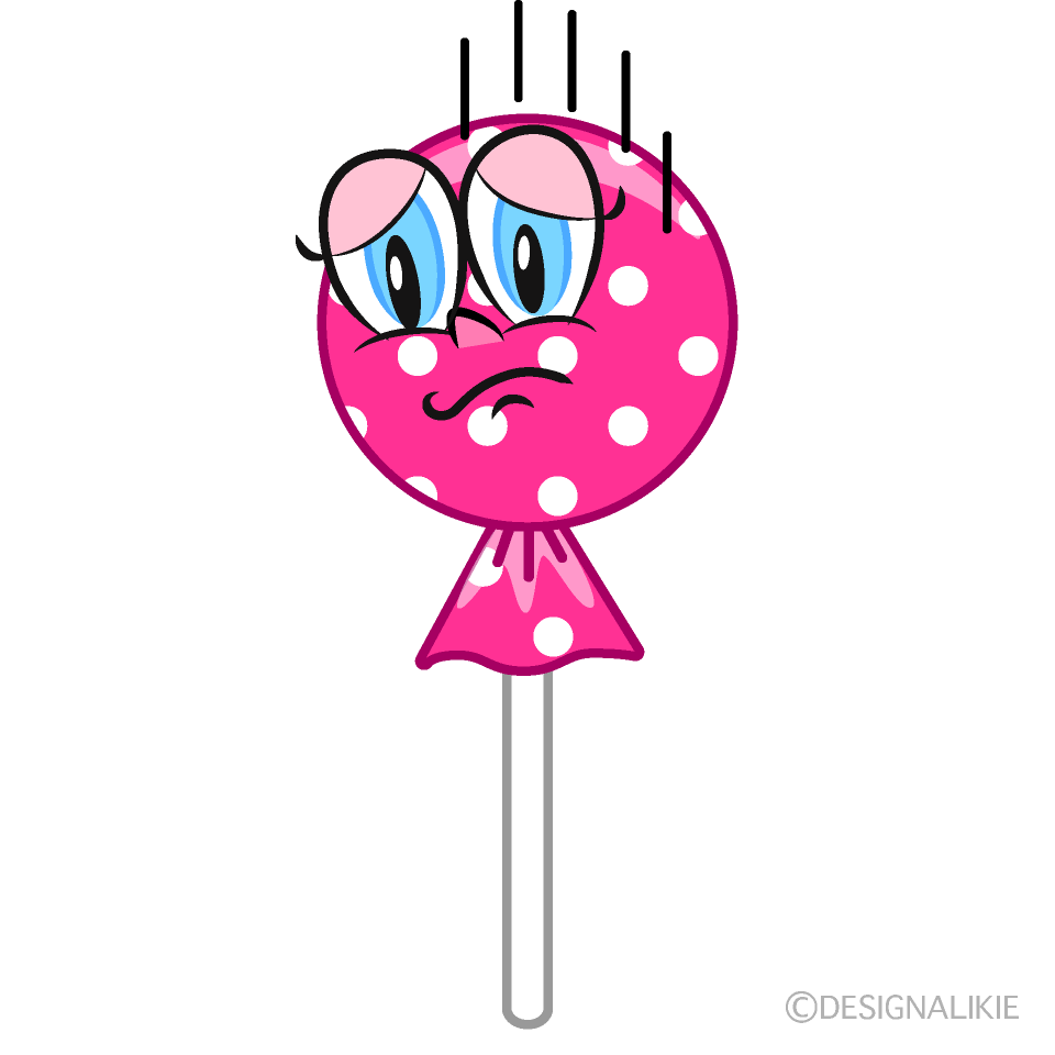 Depressed Candy Lollipop Cartoon Character Image