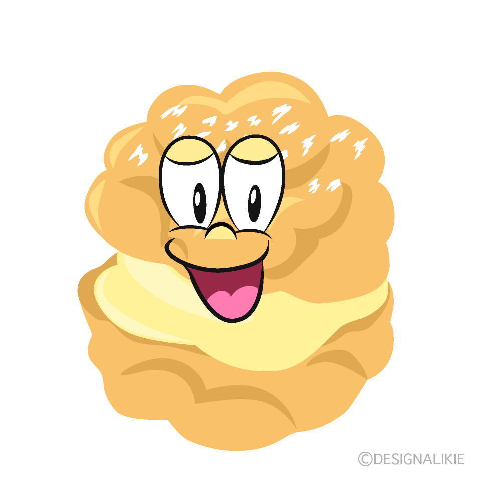 Smiling Cream Puff Cartoon Character Image