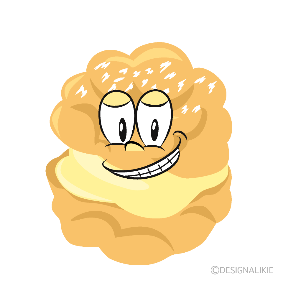 Grinning Cream Puff Cartoon Character Image