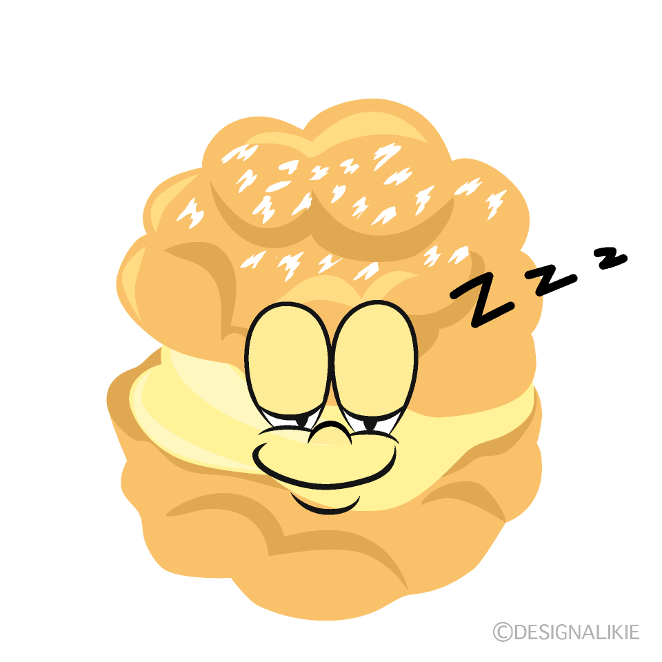 Sleeping Cream Puff Cartoon Character Image
