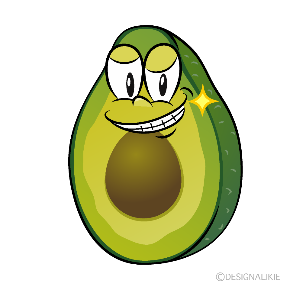 Grinning Avocado Cartoon Character Image