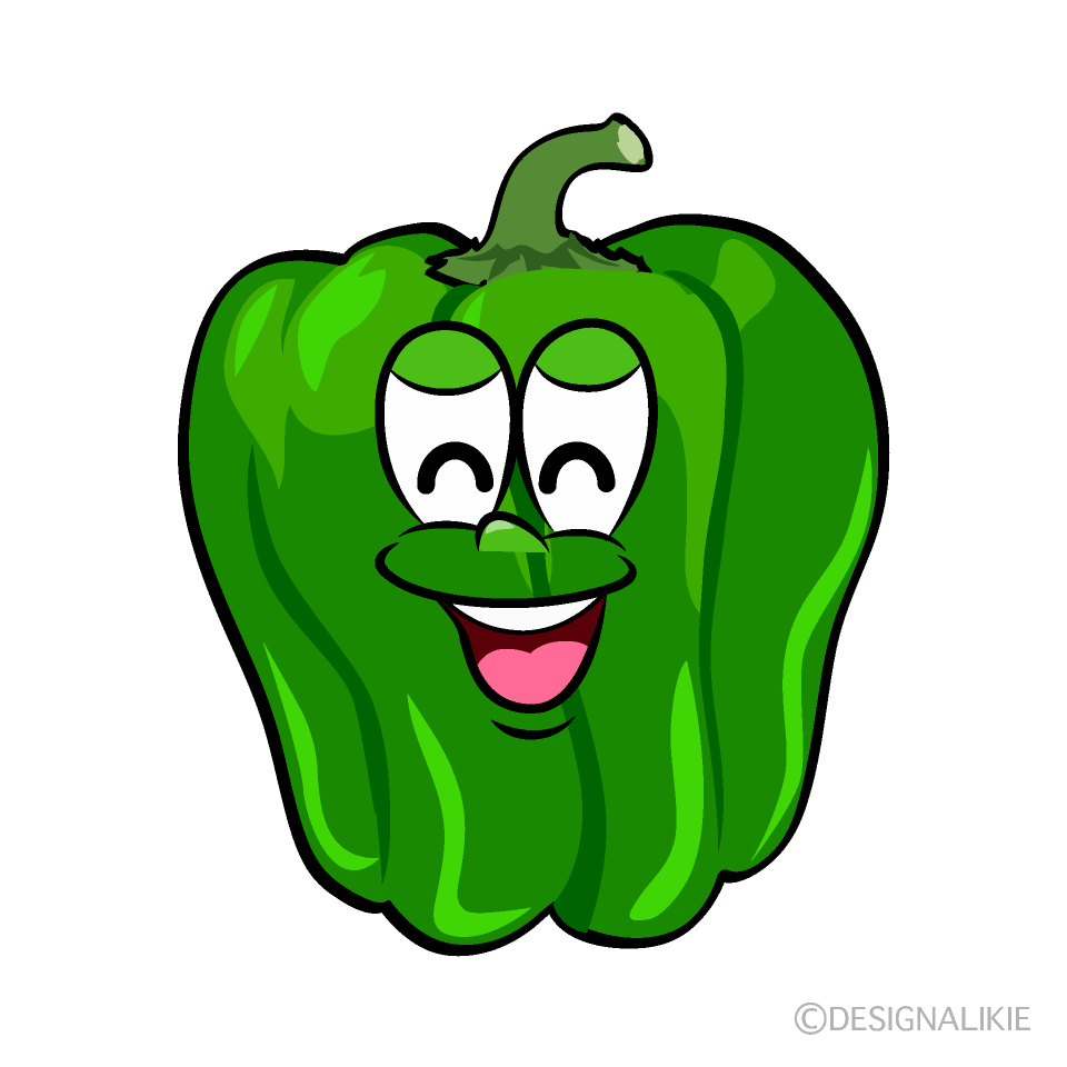 Smiling Green Pepper Cartoon Character Image