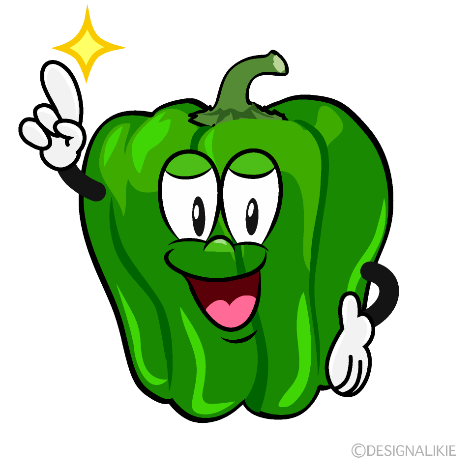 Posing Green Pepper Cartoon Character Image