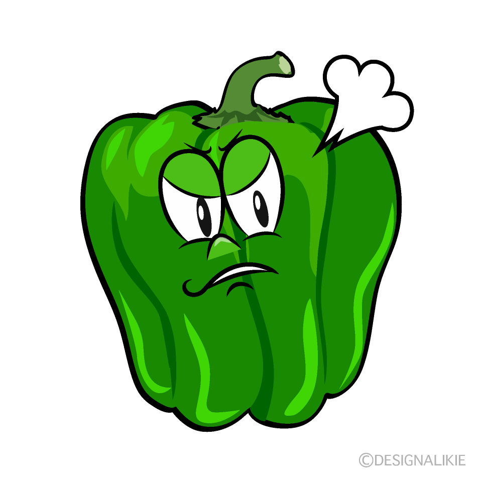 Angry Green Pepper Cartoon Character Image