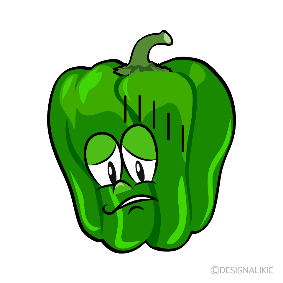 Depressed Green Pepper Cartoon Character Image