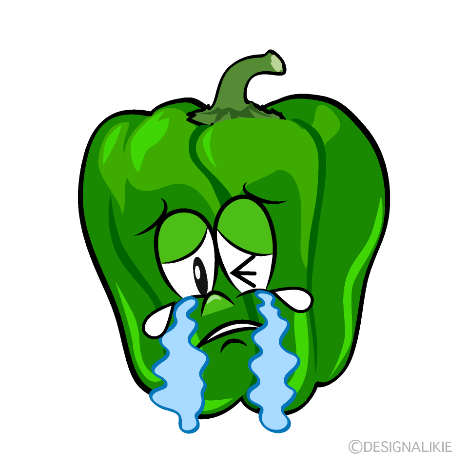 Crying Green Pepper Cartoon Character Image