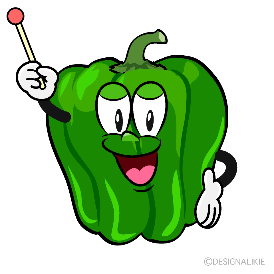 Speaking Green Pepper Cartoon Character Image