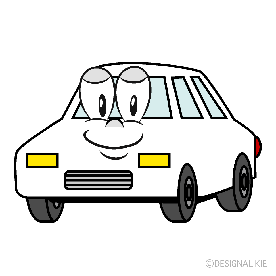 White Car Cartoon Character Image