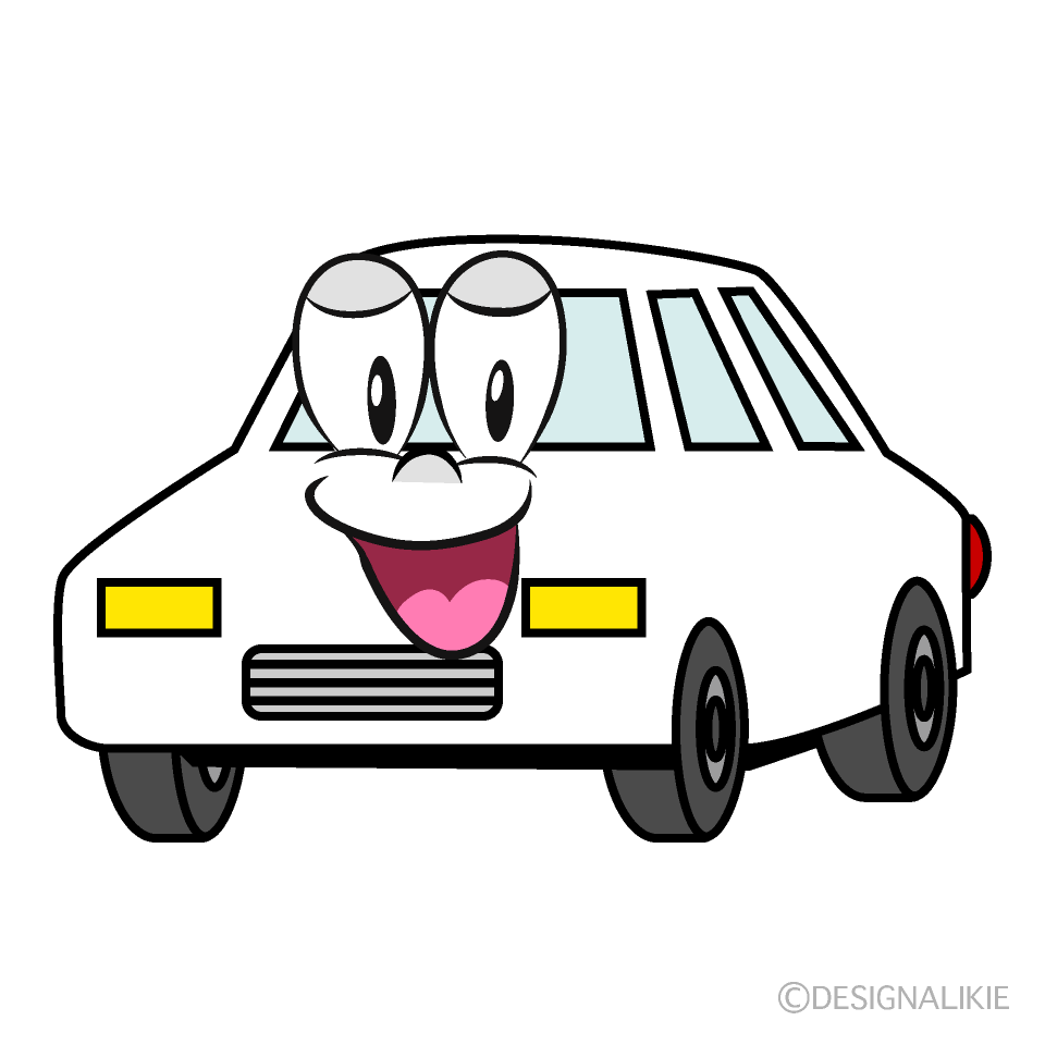 Smiling White Car Cartoon Character Image