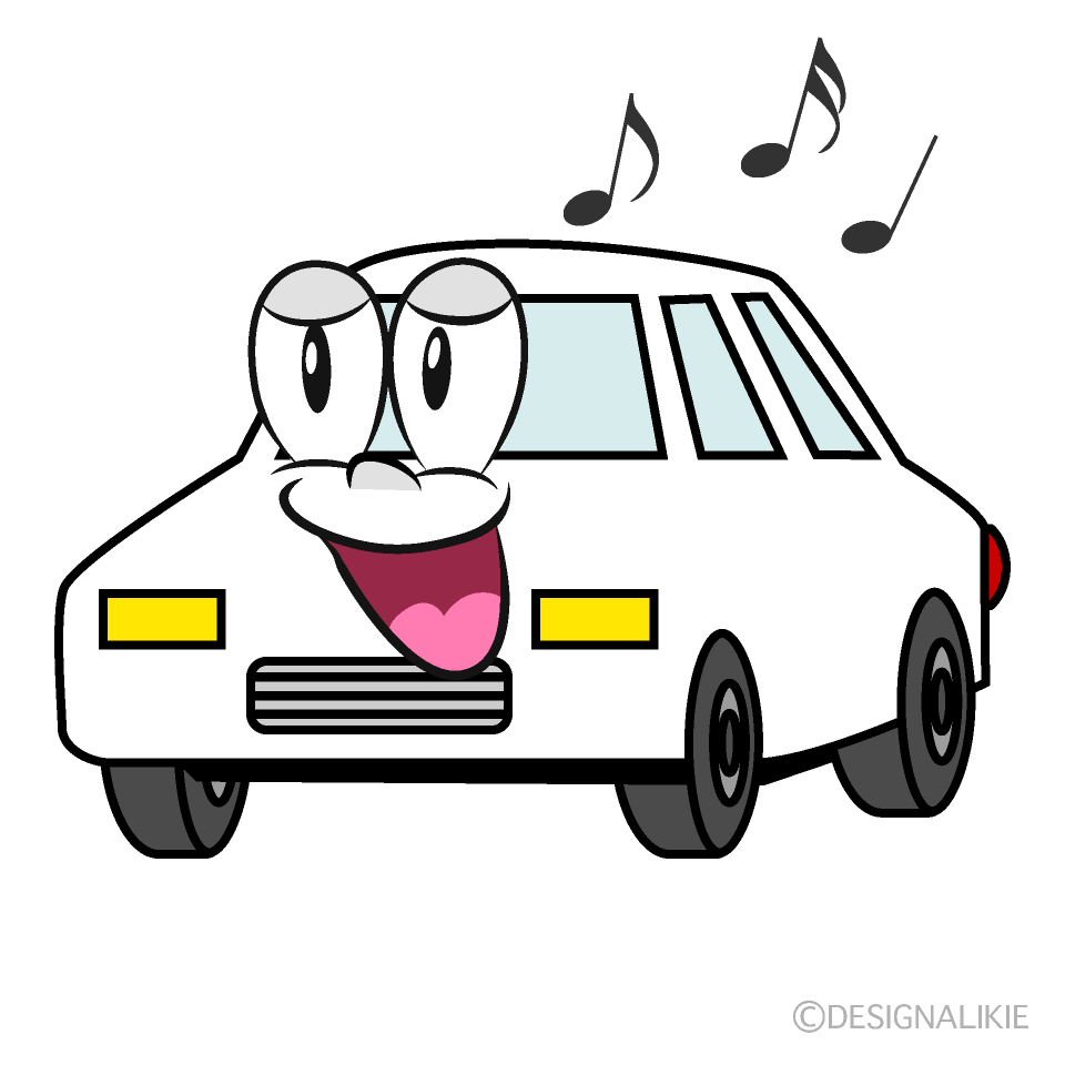 Singing White Car Cartoon Character Image