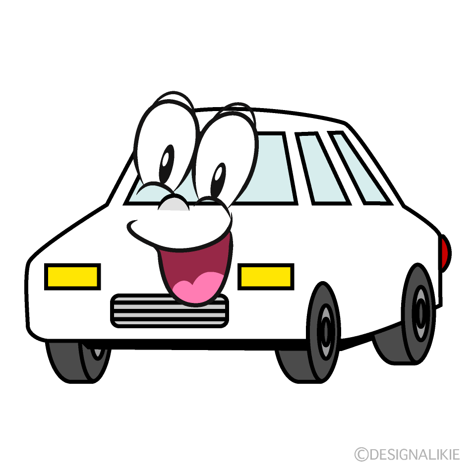 Surprising White Car Cartoon Character Image