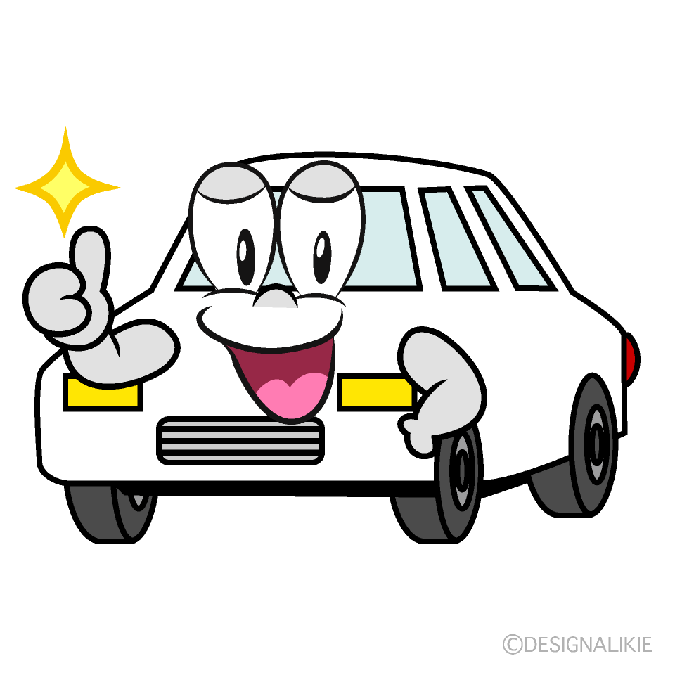 Thumbs up White Car Cartoon Character Image