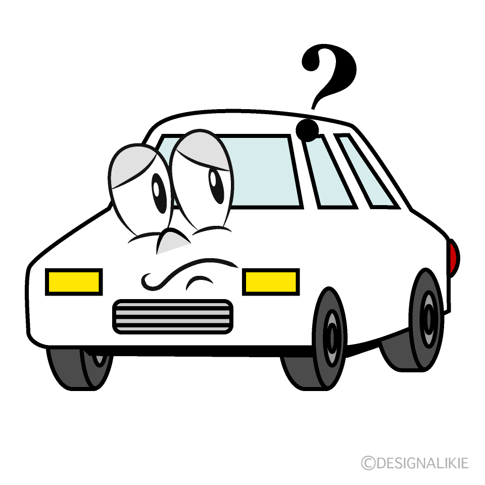 Thinking White Car Cartoon Character Image