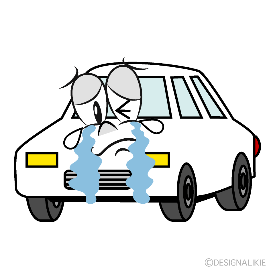 Crying White Car Cartoon Character Image