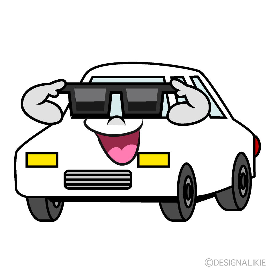 Cool White Car Cartoon Character Image