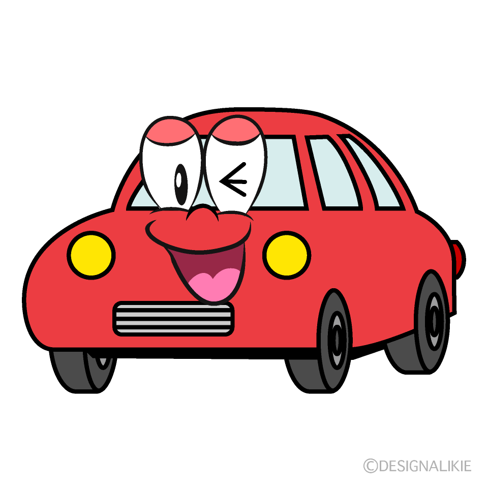 Laughing Red Car Cartoon Character Image