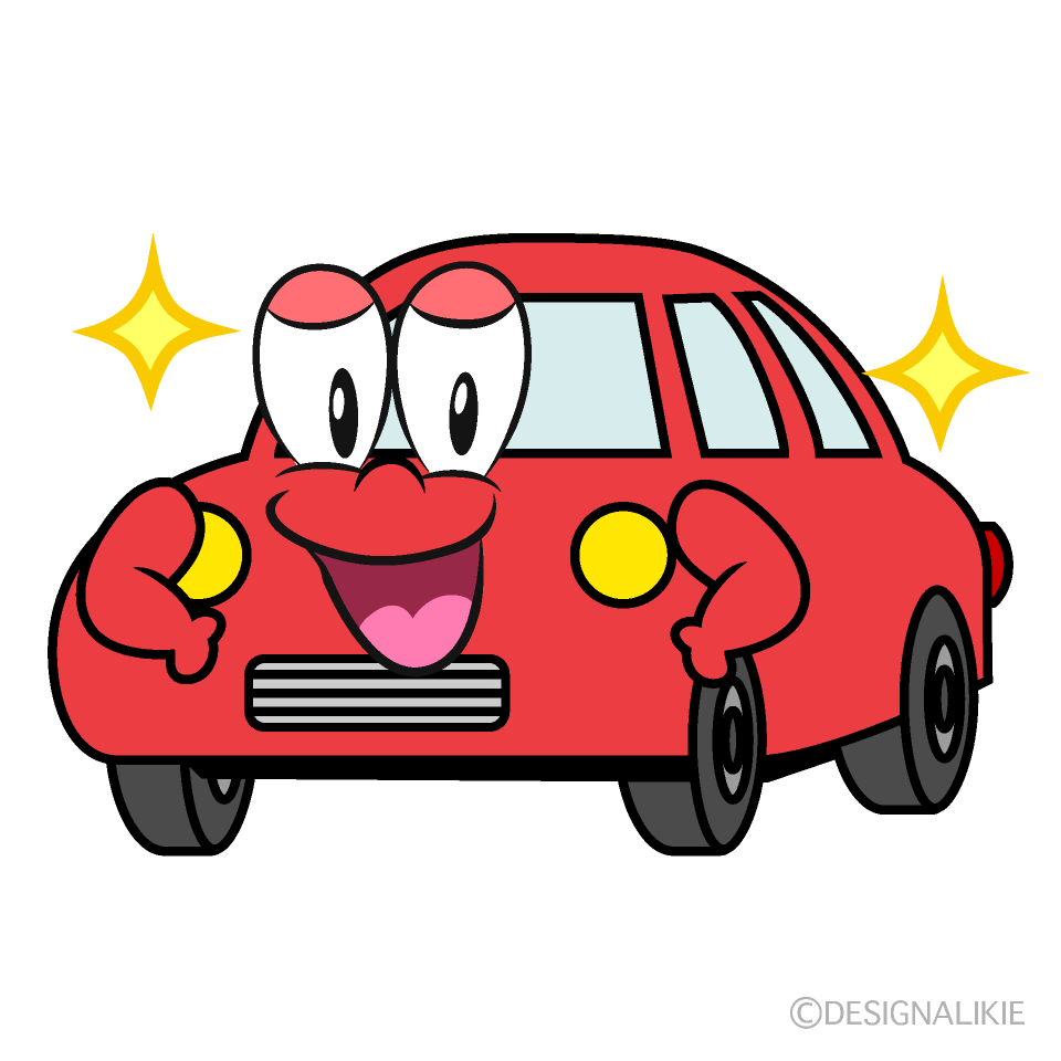 Glitter Red Car Cartoon Character Image