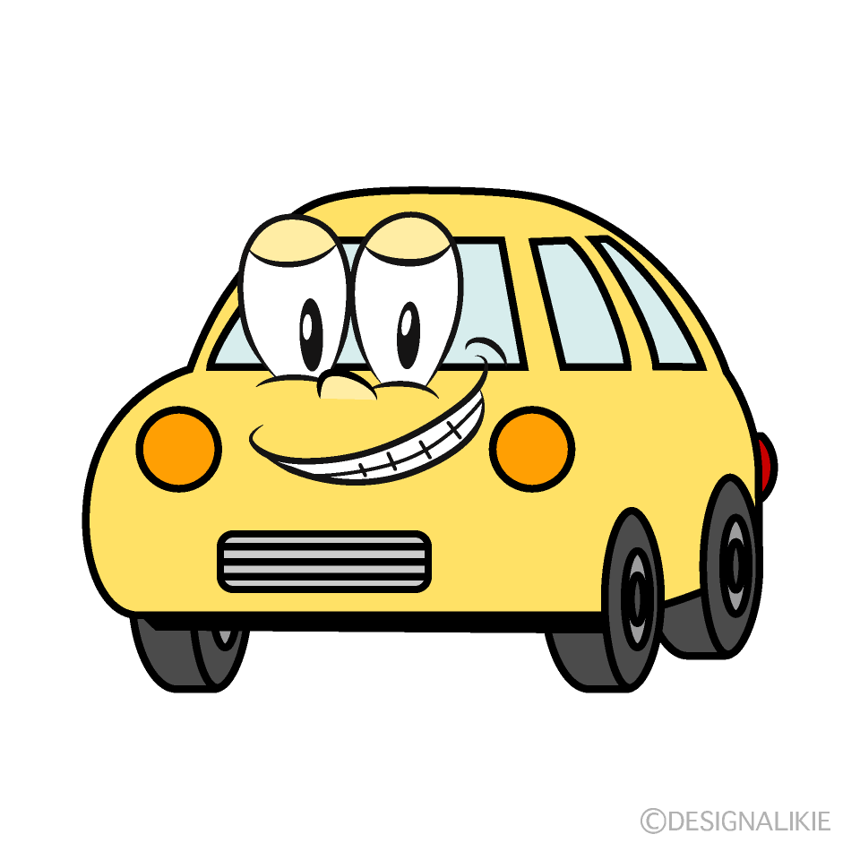 Grinning Small Car Cartoon Character Image