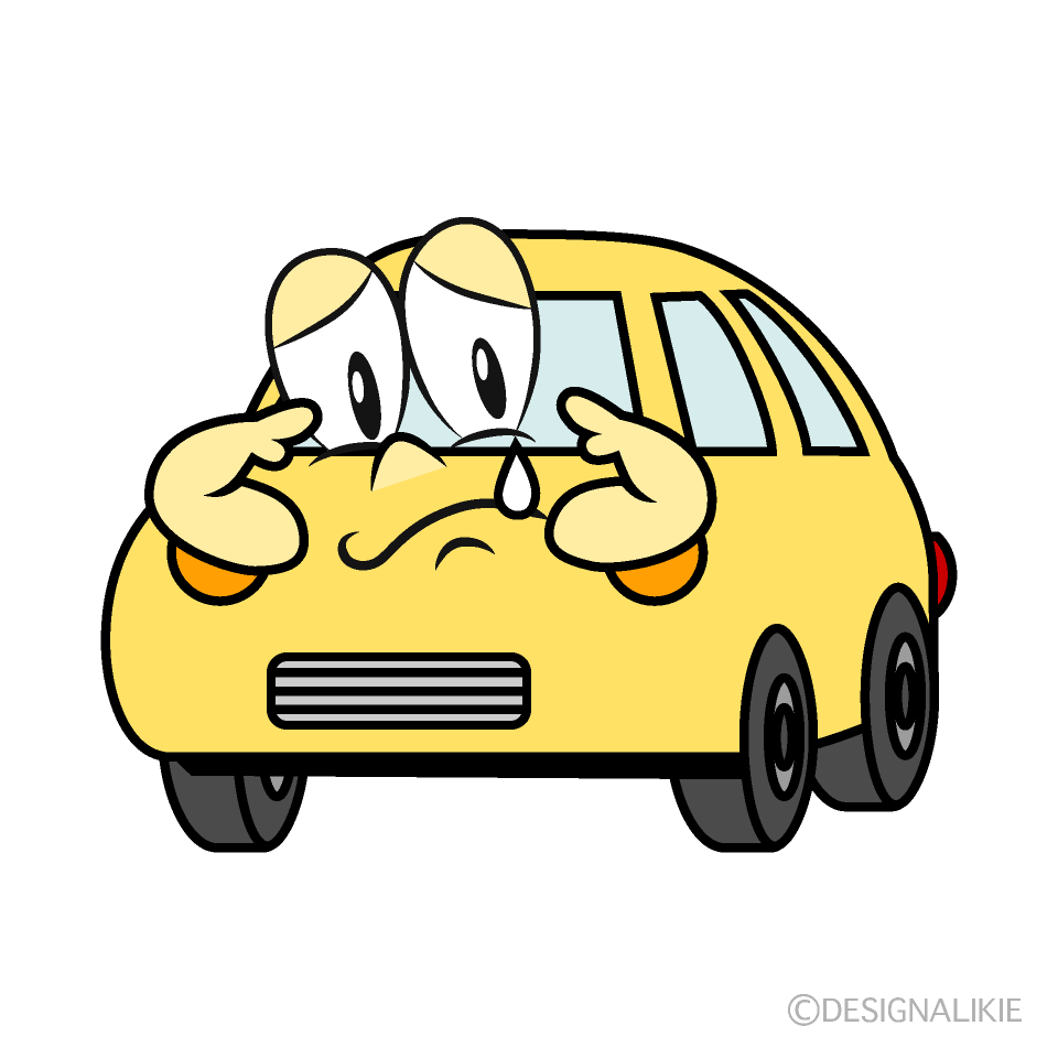 Sad Small Car Cartoon Character Image