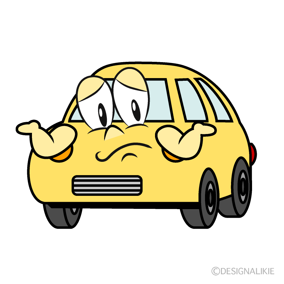 Troubled Small Car Cartoon Character Image