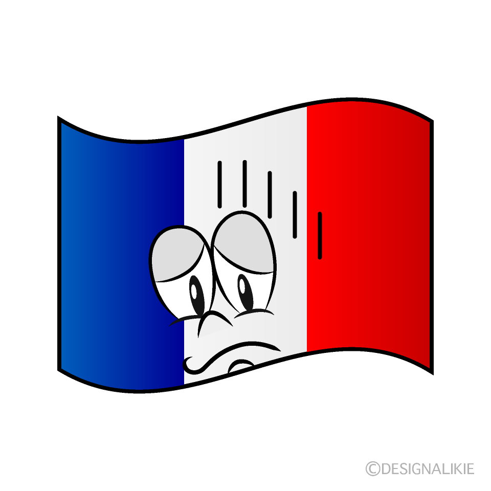 Depressed French Flag Cartoon Character Image
