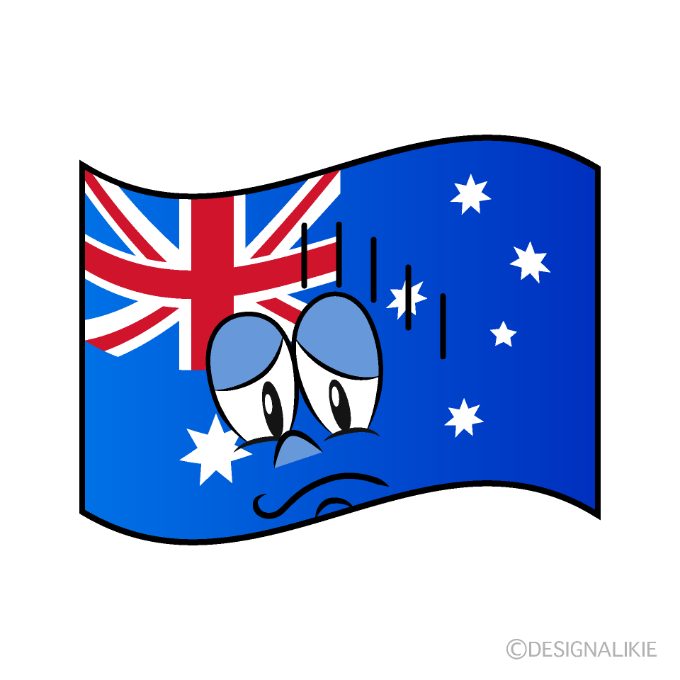 Depressed Australian Flag Cartoon Character Image