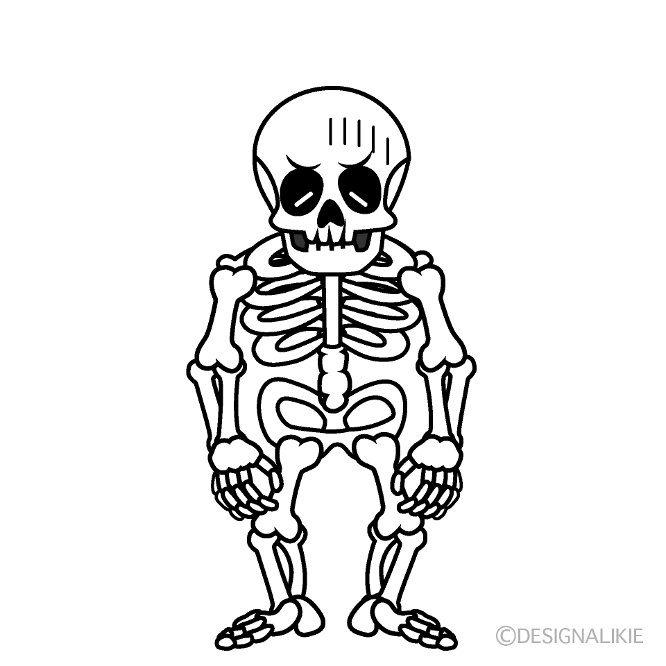 Depressed Skeleton Cartoon Character Image