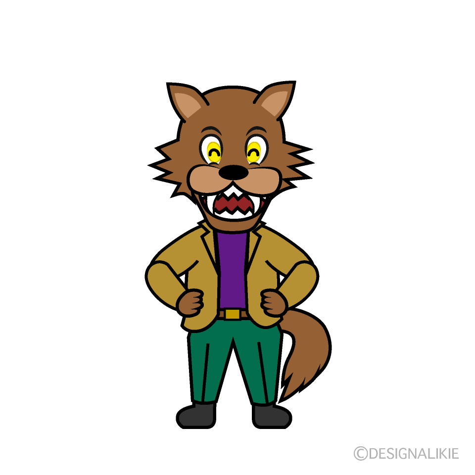 Smiling Wolf Man Cartoon Character Image