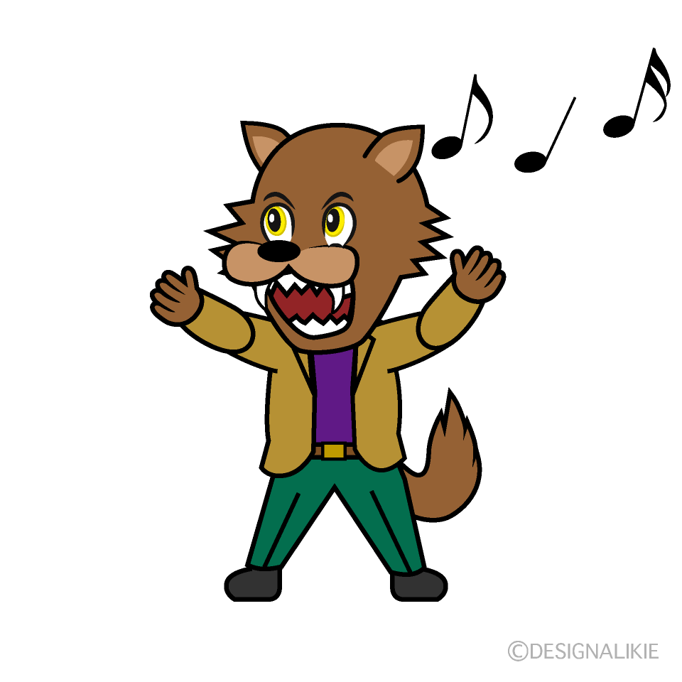 Singing Wolf Man Cartoon Character Image