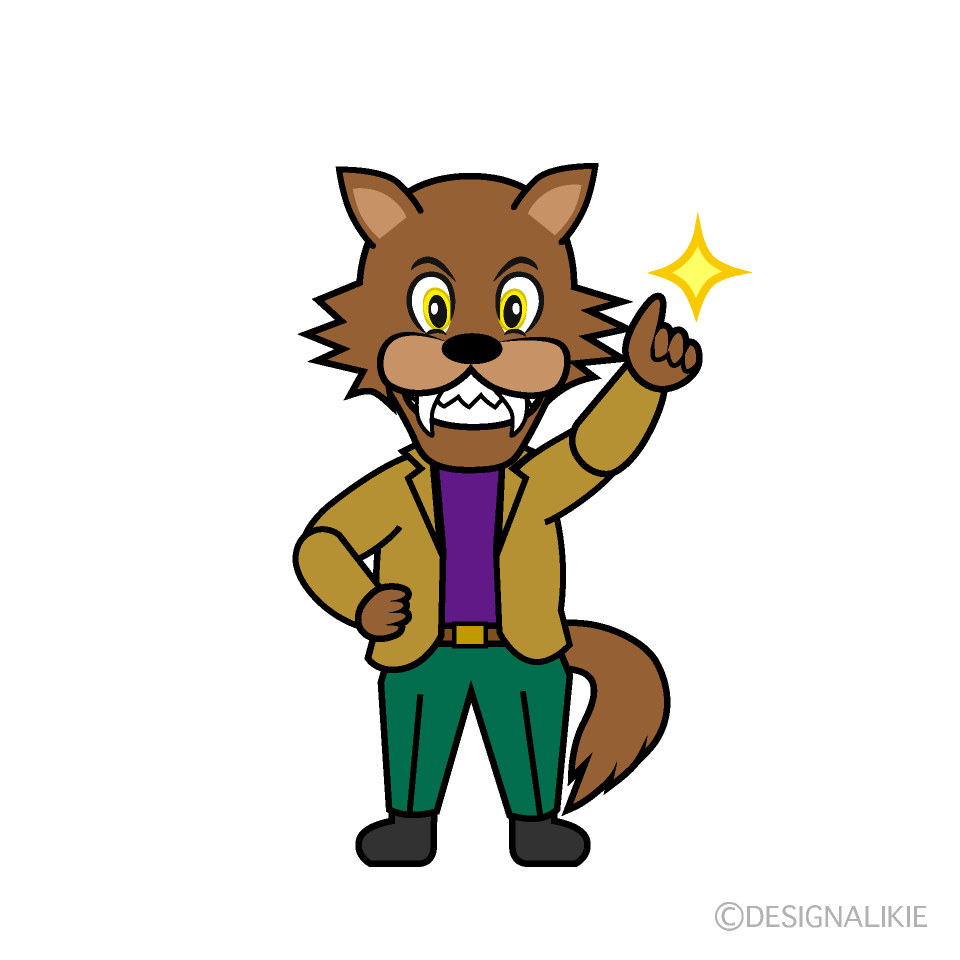 Posing Wolf Man Cartoon Character Image