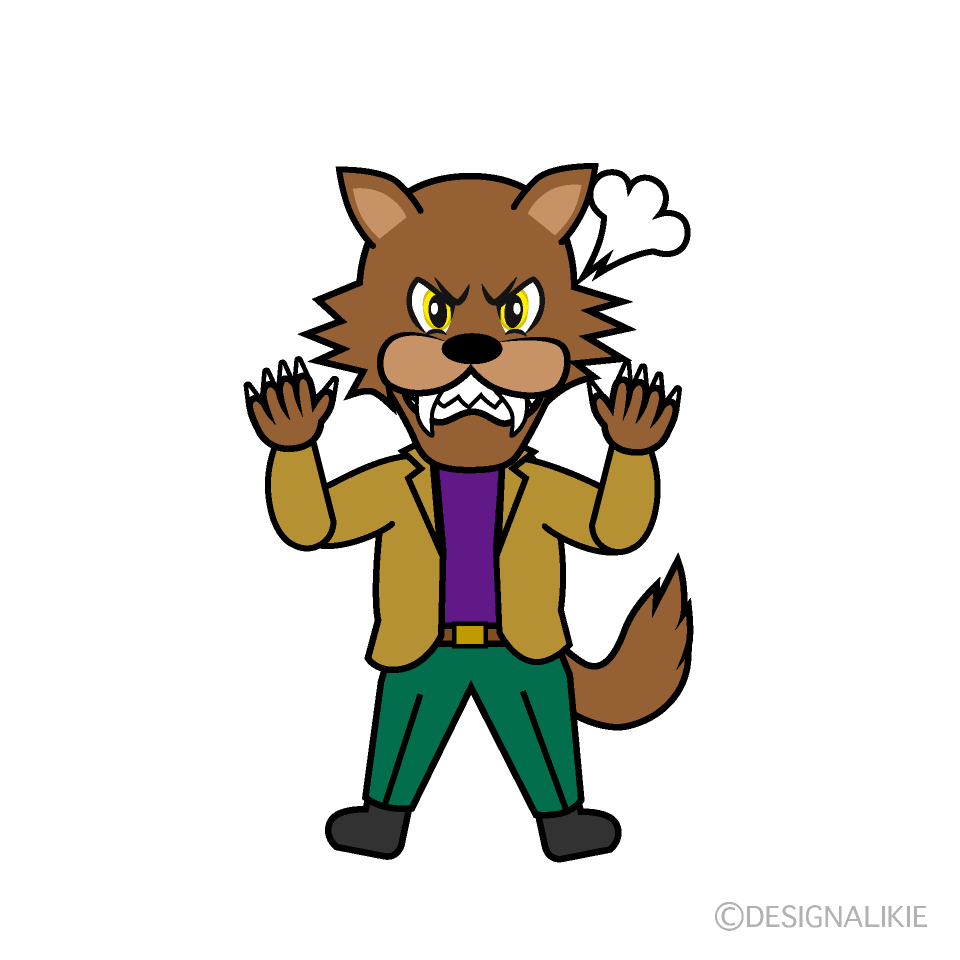 Angry Wolf Man Cartoon Character Image