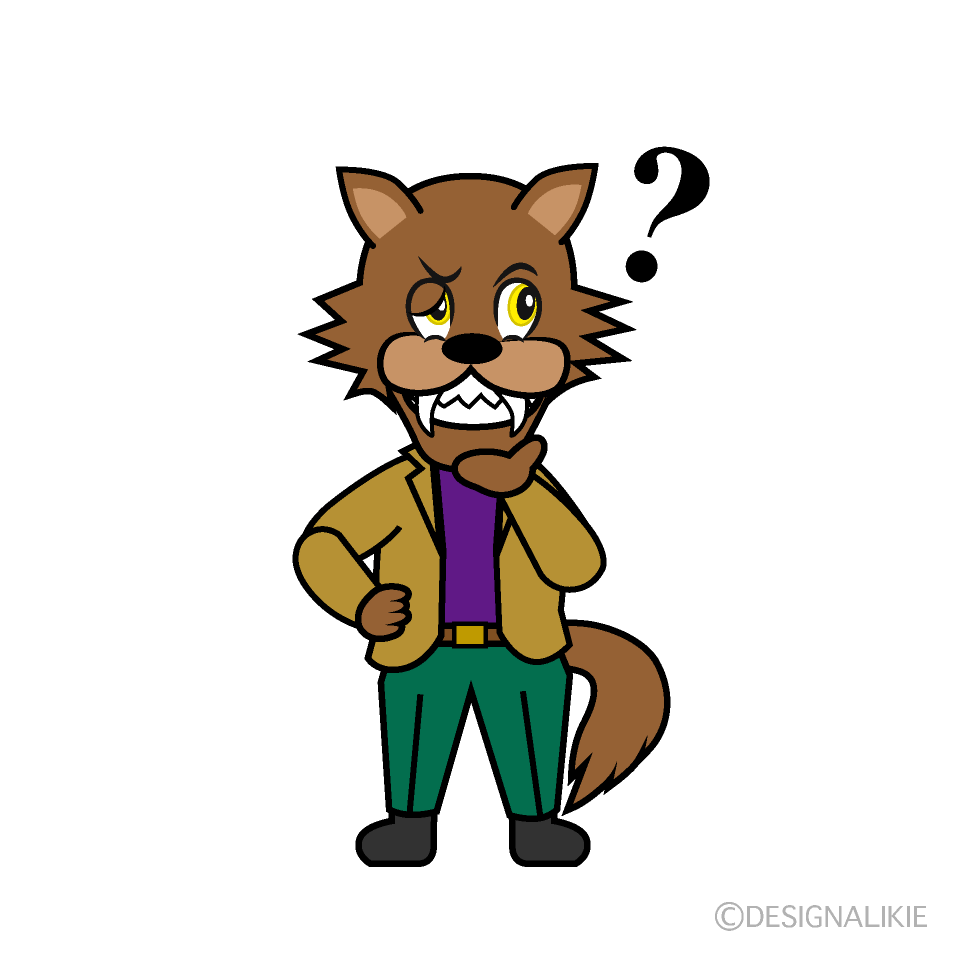 Thinking Wolf Man Cartoon Character Image