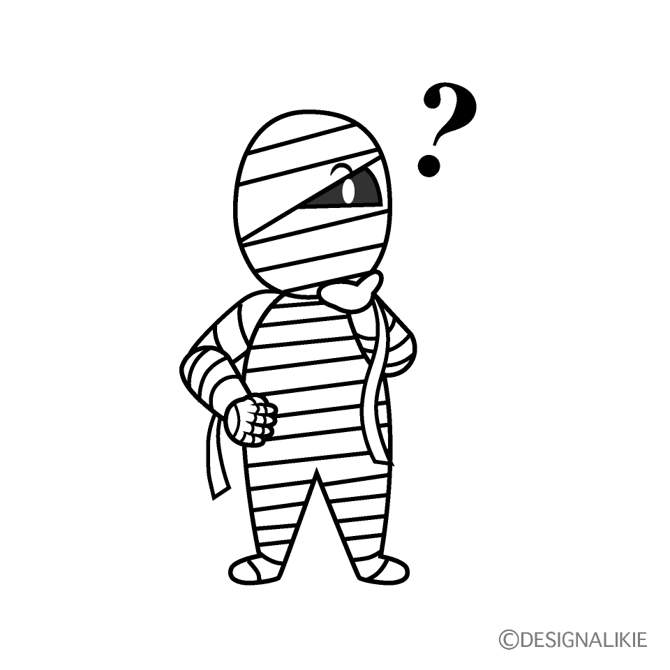 Thinking Mummy Man Cartoon Character Image
