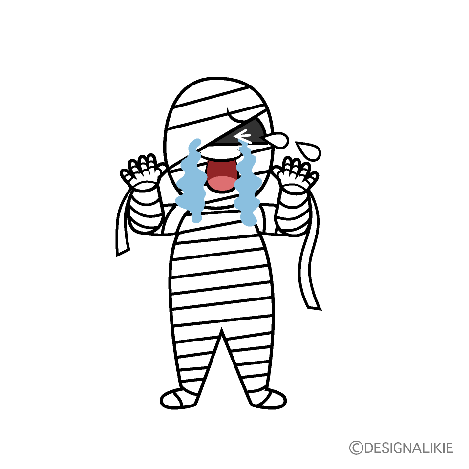 Crying Mummy Man Cartoon Character Image