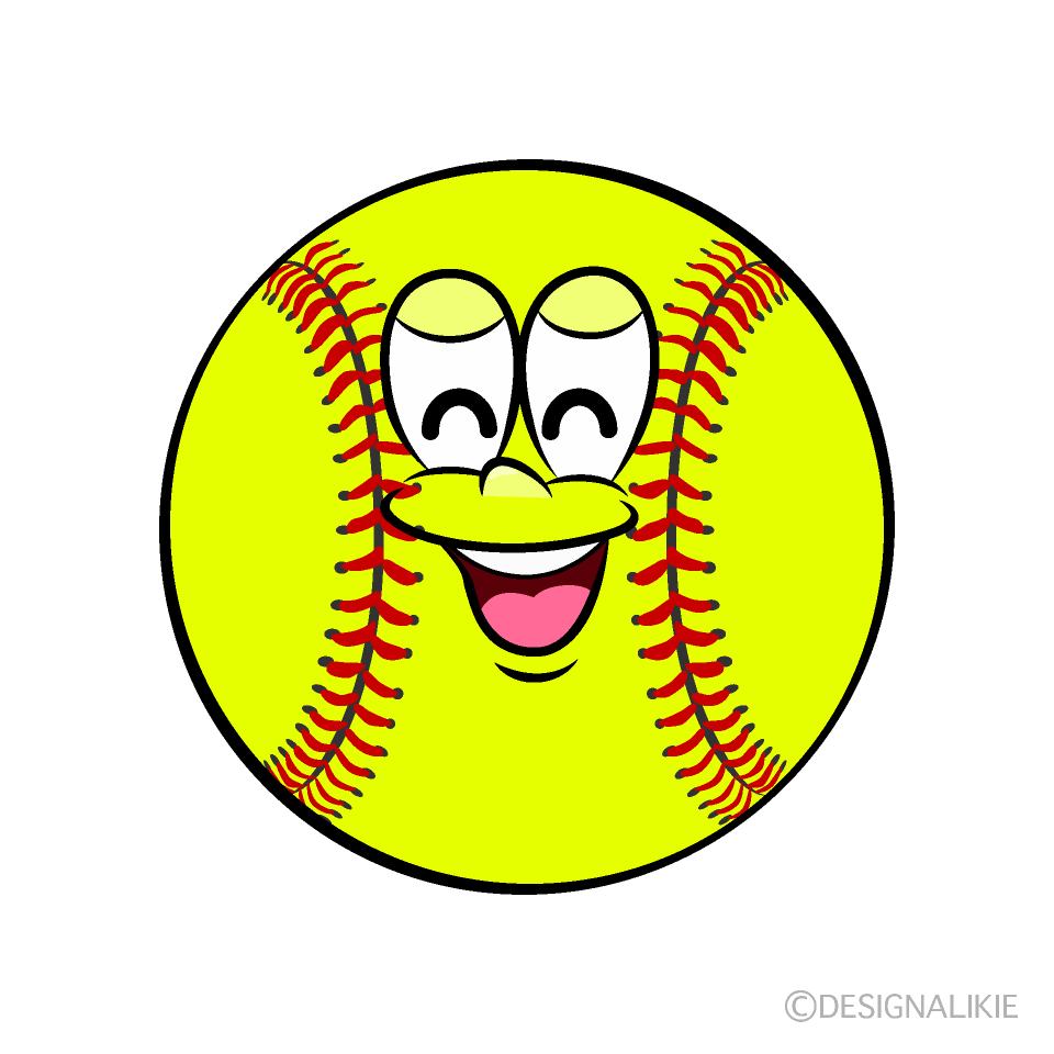 Smiling Softball Cartoon Character Image