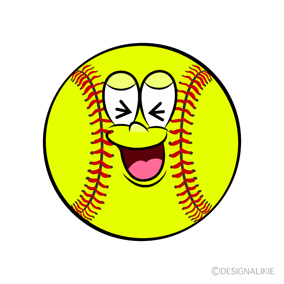 Laughing Softball Cartoon Character Image