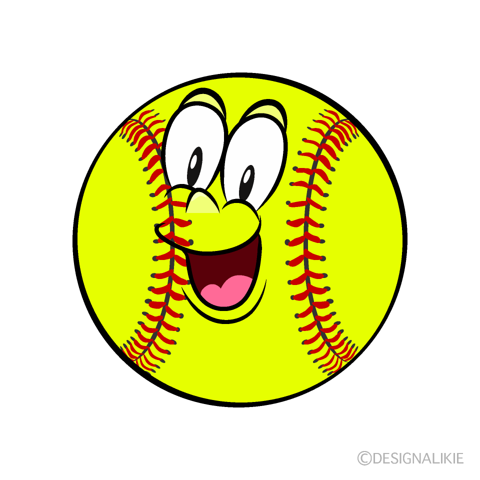 Surprising Softball Cartoon Character Image