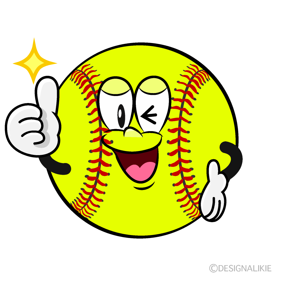 Thumbs up Softball Cartoon Character Image