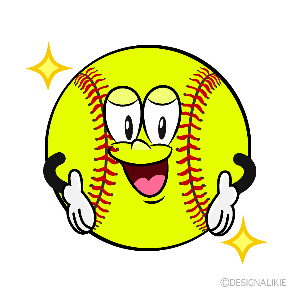 Glitter Softball Cartoon Character Image