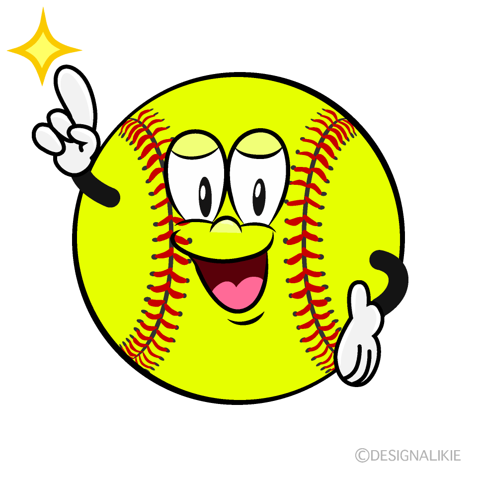 Posing Softball Cartoon Character Image