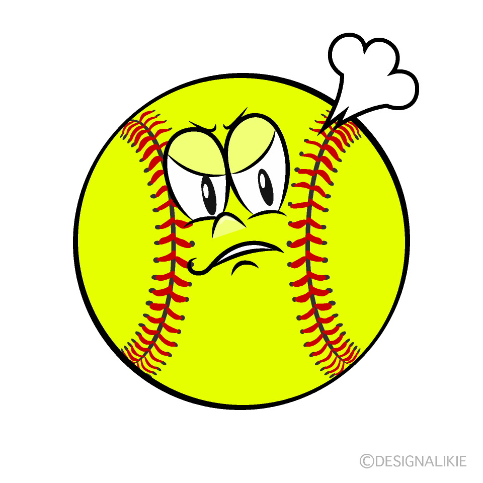 Angry Softball Cartoon Character Image