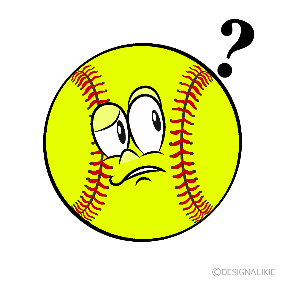 Thinking Softball Cartoon Character Image