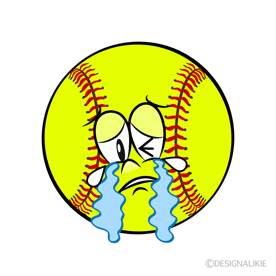 Crying Softball Cartoon Character Image