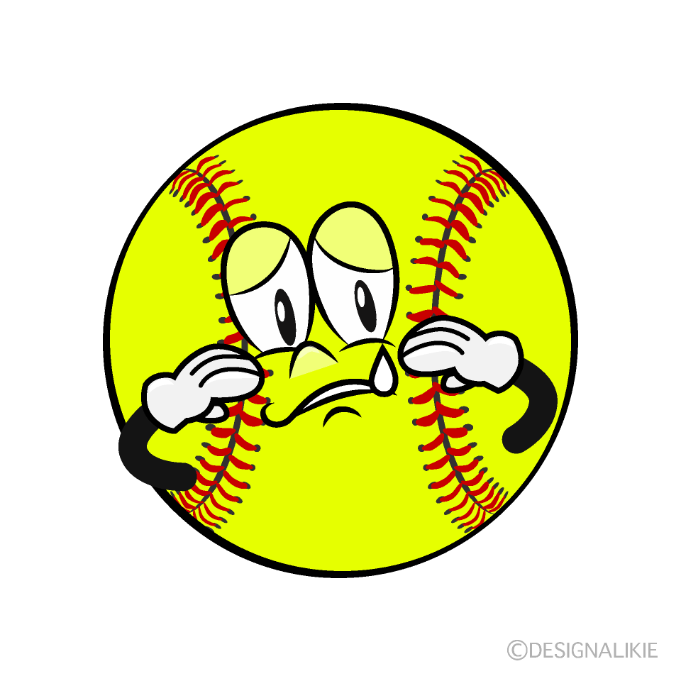 Sad Softball Cartoon Character Image