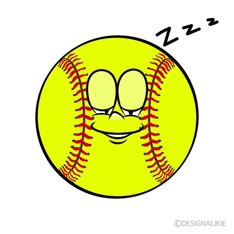 Sleeping Softball Cartoon Character Image
