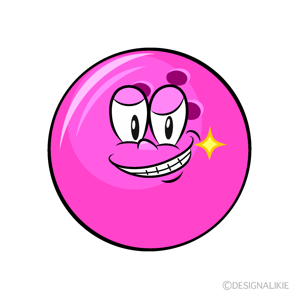 Grinning Bowling Ball Cartoon Character Image