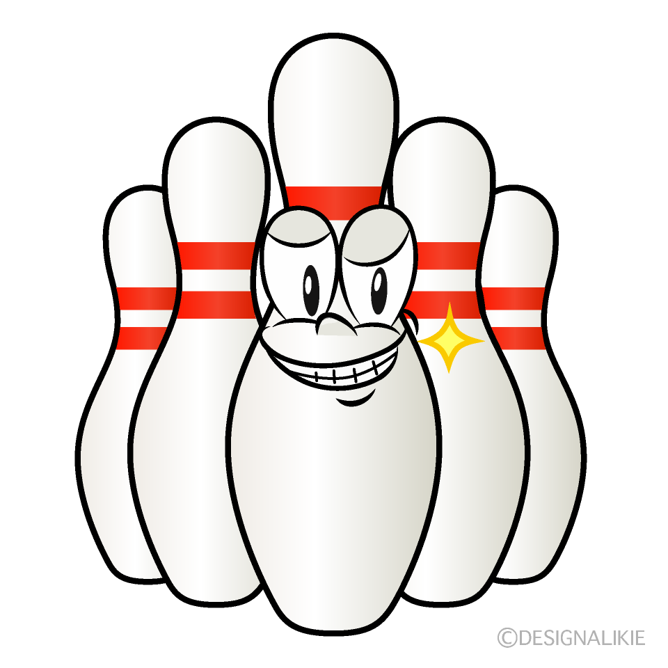 Grinning Bowling Pin Cartoon Character Image